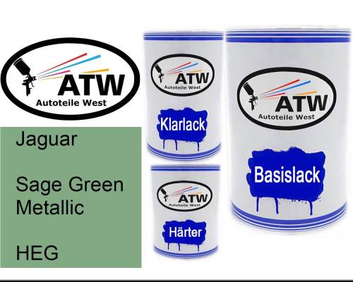 Jaguar, Sage Green Metallic, HEG: 500ml Lackdose + 500ml Klarlack + 250ml Härter - Set, von ATW Autoteile West.
